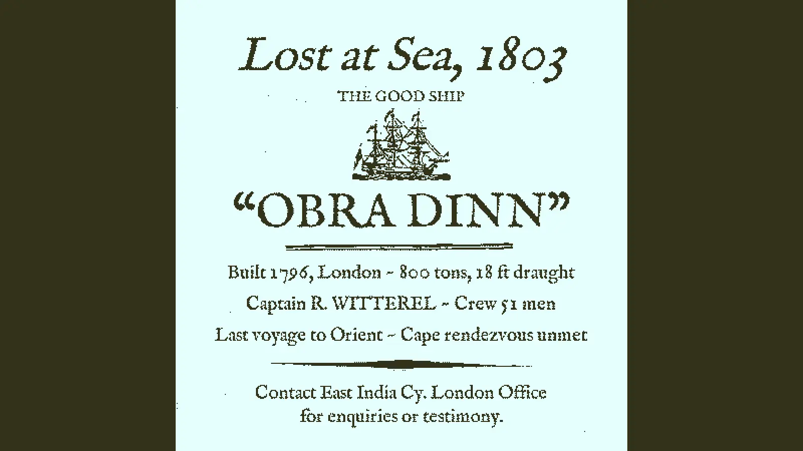 奥伯拉丁的回归/Return of the Obra Dinn 游戏截图